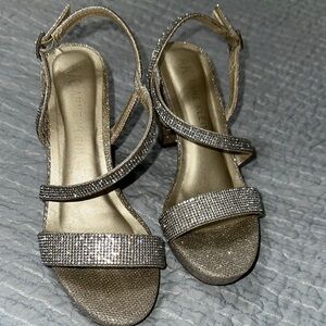 Anne Klein Gold Heels with Shimmering Ankle Strap